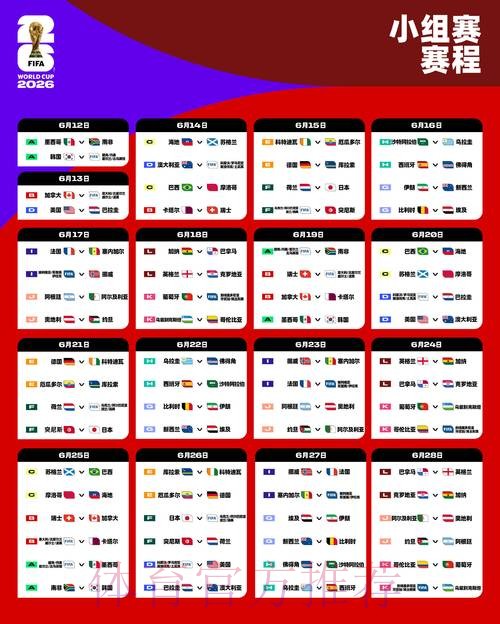 2026世界杯比赛时间表大全